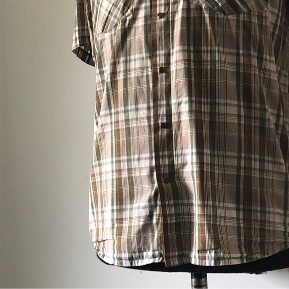 Prana Men's Size M Short Sleeve Pearl Snap shirt Plaid Cotton vintage western - Picture 16 of 16